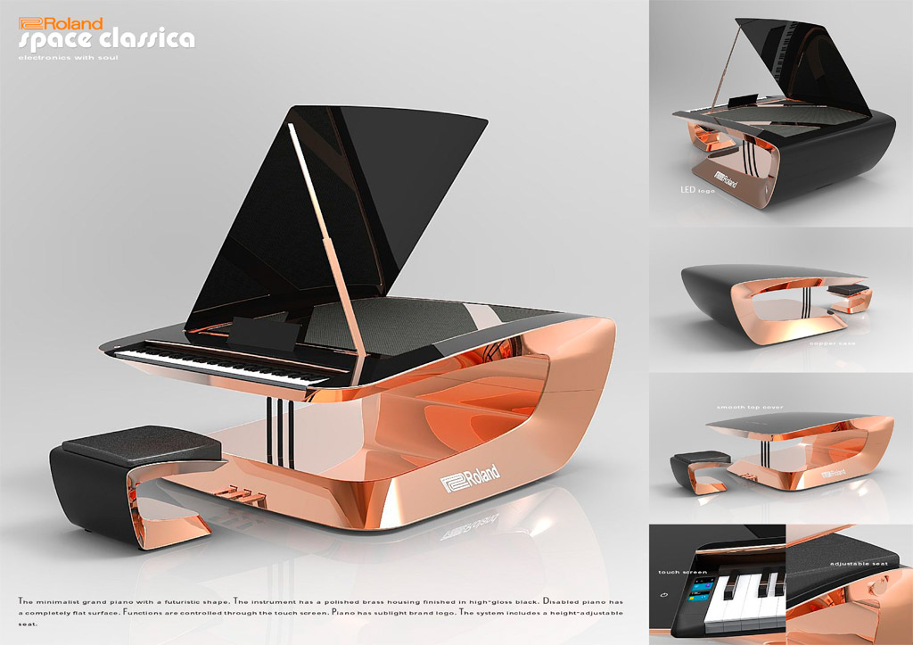 Tomasz Miłosz, projekt fortepianu cyfrowego "Space Classica", 2015 - jeden z laureatów konkursu Roland Digital Piano Design Awards 2015, fot. roland.com